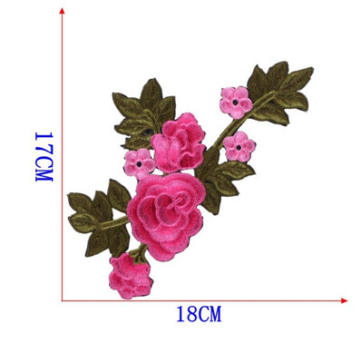 

twilingh Patches Sewing On Iron-On Accessories Red Flower Embroidered Sequined Patches For Women Wedding Dress Clothing