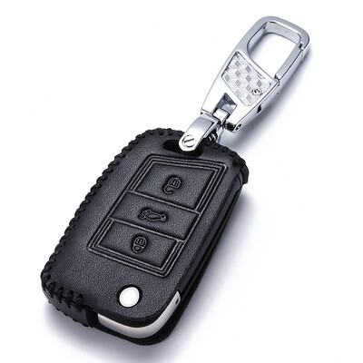 

Che Dapin Volkswagen key case leather key set Volkswagen Golf 717 Touran Way Ang Tiguan L folding black line