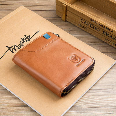

2018 Vintage Crazy Horse cuero hechos a mano hombres carteras Multi-funcional vaca monedero carpeta del cuero genuino para los hom