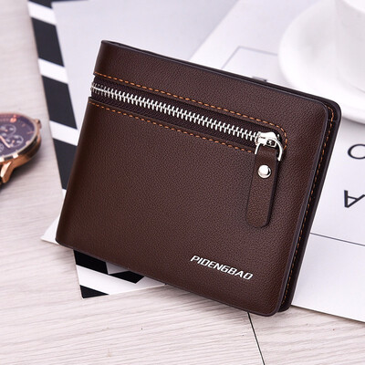 

Mens money short wallet pocket money business multi-function horizontal wallet man three folding wallet student