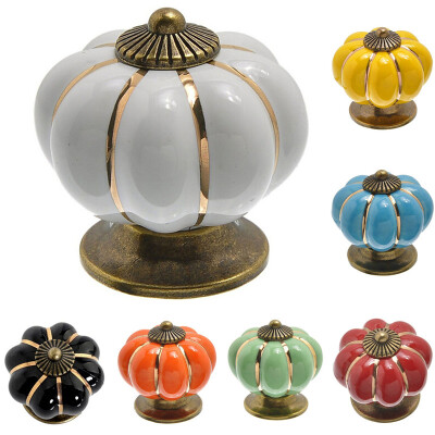 

NicerDicer Vintage Pumpkin Ceramic Door Knobs Cabinet Drawer Cupboard Room Pull Handle