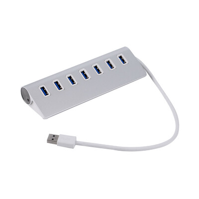 

7 Ports Aluminum USB 3.0 Hub High Speed for PC Laptop Desktop + USB Cable Silver
