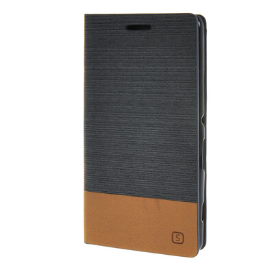 

MOONCASE Sony Xperia C4 чехол Canvas fabric Leather Card Wallet Slot Flip Bracket Back чехол Cover Grey