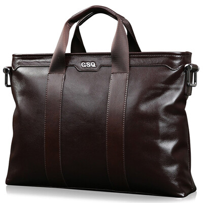 

GSQ Gu Siqi men's bag leisure business wind men's first layer of leather multi-functional briefcase bag cross section handbag wealthy G1881 brown