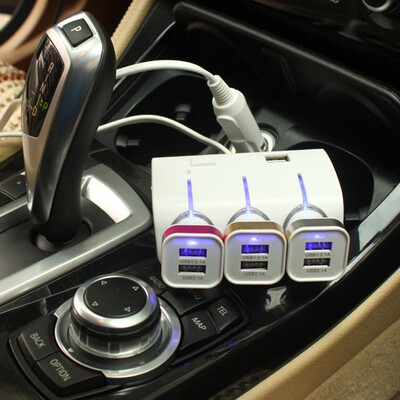 

1.2 двойной USB Автомобильное зарядное устройство постоянного тока с 3-х полосная Мульти гнездо автомобильного прикуривателя