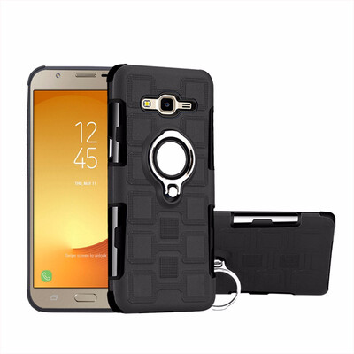 

SHS Phone Case For Samsung Galaxy J7 PlusJ7 NEOJ7 NXTC7 2017 Luxury Armor Ring Bracket Silicon TPU Lattice texture