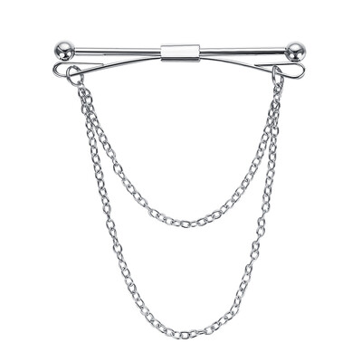 

Yoursfs Mens Tie Clip Chain Silver White Double Loop Tie Clips Best Gift for Fathers Day