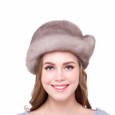 

Natural mink fur female winter warm hat real fur pure handmade high quality 2018 new discount urban street popular Russia
