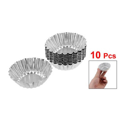 

UpperX Silver Tone Aluminum Egg Tart Mold Mould Makers 10 Pcs