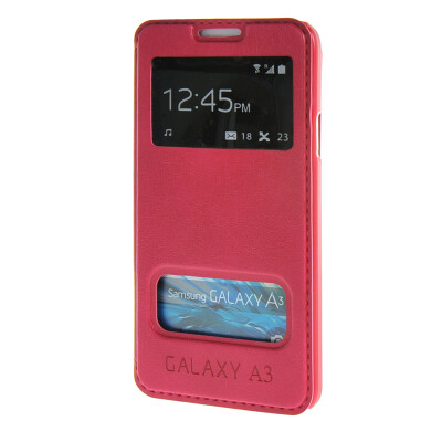 

MOONCASE Samsung Galaxy A3 чехол для View Leather Flip Pouch Bracket Back Cover Hot pink