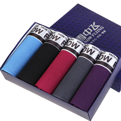

Snow fly 5 gift box men&39s underwear male flat pants breathable soft stretch U convex underwear four corners shorts X502-1 combination C 170