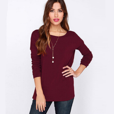 

Naixini Woman' Back Deep V Halter Sleeved Solid Color T-Shirt