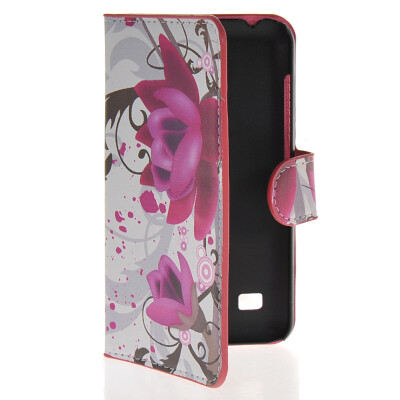 

MOONCASE Flower style Leather Side Flip Wallet Card Slot Stand Pouch Case Cover for Huawei Ascend Y550