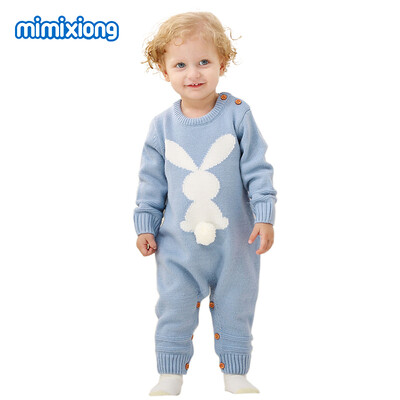 

Cute Animal Rabbit Toddler Girls Bunny Romper Baby Jumpsuits For Newborn In Winter Infant Kids Knitted Overalls Autumn Outerwear