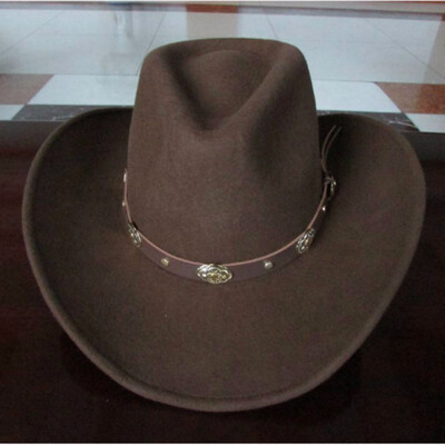 

New 100 Woolen Cap Mens Waterproof Wrinkle-free Equestrian Hat Adult Wide Brim Cowboy Hat Large-brimmed Gentleman Cap B-8133