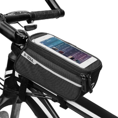 

MTB Bicycle Top Tube Phone Bag for 6" Screen Size Bike Front Frame Bag with Headphone Hole
