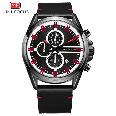 

MINI FOCUS Fashion Leather Strap Sports Men Quartz Watch MF0130G