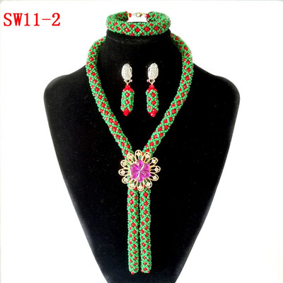 

Fashion Wedding Bridal Jewelry Set Traditional African Wedding Bridal Statement Necklace luxury Nigerian Jewelry Set For Women