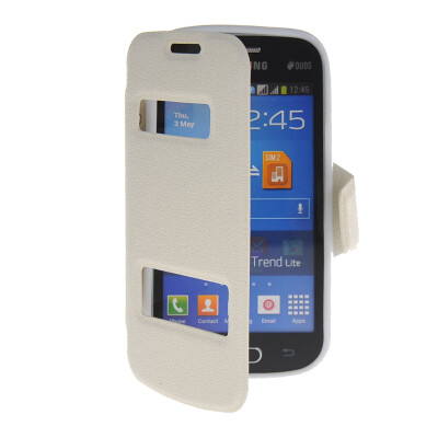 

MOONCASE View Window Leather Side Flip Pouch Stand Shell Back Case Cover for Samsung Galaxy Trend Lite S7390 / S7392 White