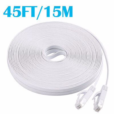 

Ethernet Internet Cable 45FT Cat 6 Ethernet Cable White 25 Flat Internet Network Ethernet Patch Cable Short with RJ45 Connector