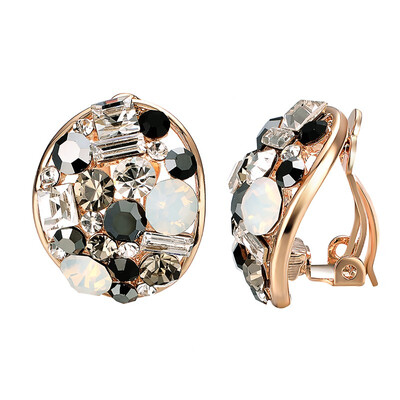

Yoursfs Clip On Earrings with Round Austrian Crystals 18k Rose Gold Plated