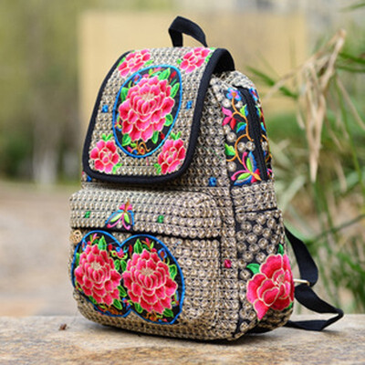 

2018 New National Style Embroidered Backpack Embroidered Canvas Child Schoolbag for Younger Female travel Bag