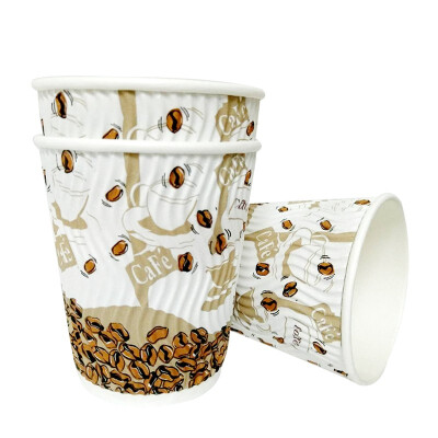 

100pcs 8oz 300ml thickening disposable paper coffee cups hot drinks cupscorrugated paper cupsThree layer anti ironing paper cup