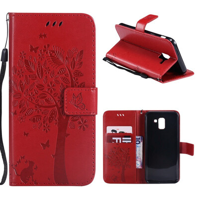 

MOONCASE Samsung Galaxy J6 Embossed Cat&Bark Cover - Red