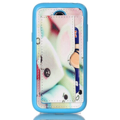 

мити S4 мини - анти - Skid мягкой пу + тпу кожи для Samsung Galaxy S4 мини - i9190 мобильного телефона защитные кожаный чехол карты стоят