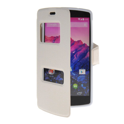 

MOONCASE View Window Leather Side Flip Pouch Hard board Shell Back чехол для LG Google Nexus 5 White