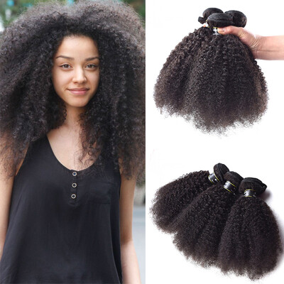 

7A Malaysian Virgin Hair 3 Bundles Afro Kinky Curly Hair Wet And Wavy Unprocessed Human Hair Natural Color Excellent Quality
