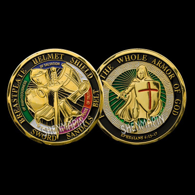 

3pcs different styles God gives defensive armor commemorative coins high relief challenge gold plated token collection