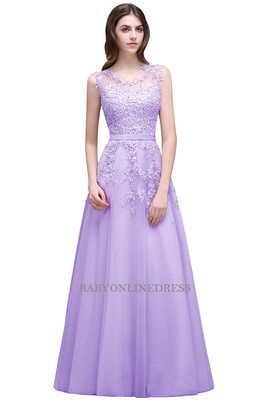 

Lace Embroidery Long Prom Dresses Pink Sheer Back Pearls Formal Evening Party Dresses 2018