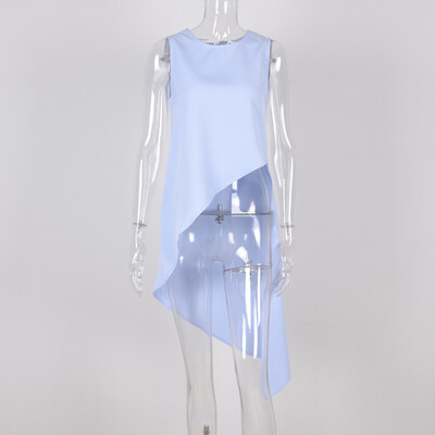

Chiffon Shirt For Women Sleeveless Asymmetrical Large Size Dovetail Shirts Female 2018 Summer Fashion OL Clothing