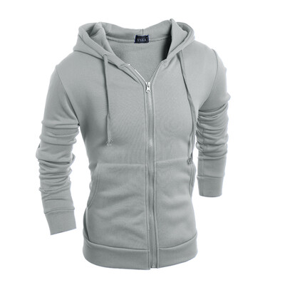 

Mens Sweatshirts Solid Color Zipper Sports Jacket Hooded Cardigan Coat