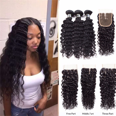 

Amazing Star Deep Wave Bundles with Closure Malaysian Virgin Hair with Closure Human Hair with 4x4 Closure Soft&Bouncy