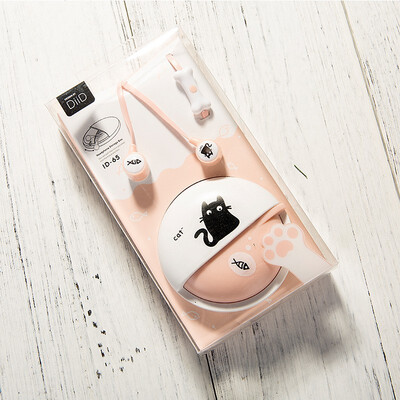 

3563mm wired cute cat call headset for Apple Android MP3&MP4 with cute wire box