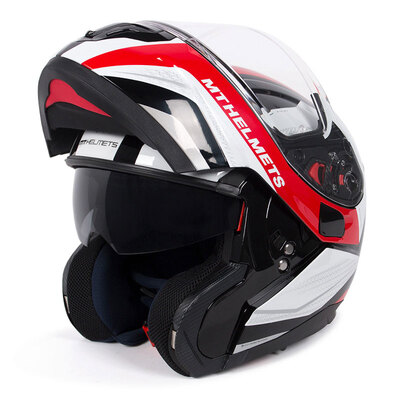 

MT HELMETS 972 motorcycle helmet double lens open face helmet winter men&women warm full face helmet electric car helmet white red silver Tai Ma Shi XXL code