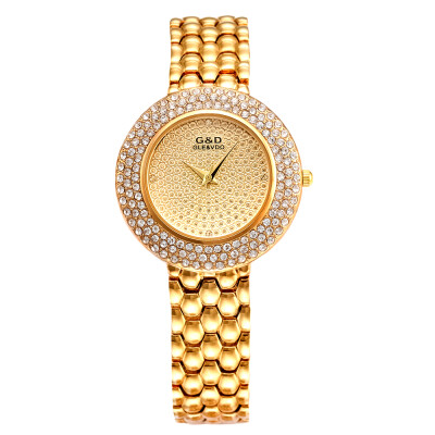 

Мода кварцевые часы горный хрусталь платье Женщины Orologio Часы Lady горный хрусталь браслет Наручные часы с платье сталь Ремешок G & D201506