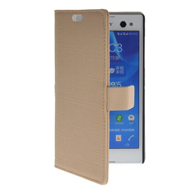 

MOONCASE Slim Leather Side Flip Wallet Card Slot Pouch with Kickstand Shell Back Case Cover for Sony Xperia C3 Beige