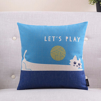 

Vintage Decorative Home Cotton Linen Pillow Case Cover Living Room Bed Chair Seat Waist Throw Cushion Lovely Cat Pillowcases