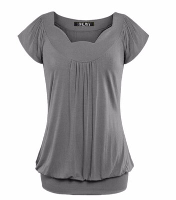 

Womens Fashion 2018 Solid Color V-neck Short Sleeve Tops Loose T-Shirt Blouse S-5XL