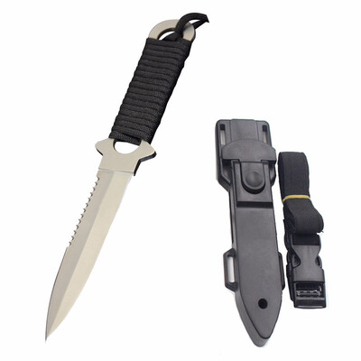 

CHACHEKA American Paratrooper Rescue Knife Leg Wrapping Tie Waist Knives Fixed Blade Hunting Straight Knife ABS Sheath