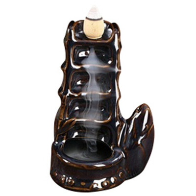 

UpperX Ceramic Lotus Flower Incense Burner Holder 14 Black