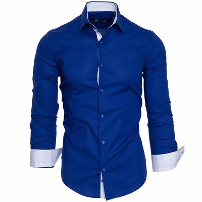 

Men Fashion Long Sleeve Shirts Cotton Business Turn-down Collar Shirts Plus Size -4XL