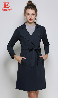 

M L XL XXL 3XL 4XL plus size elegant new suede autumn winter 2018 long trench coat for women long sleeve big size navy office