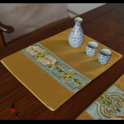 

Freeshipping New Golden European Blue Luxury Heat Insulation Dining Table Placemat Disc Bowl Coaster Waterproof Slip-resistant Mat