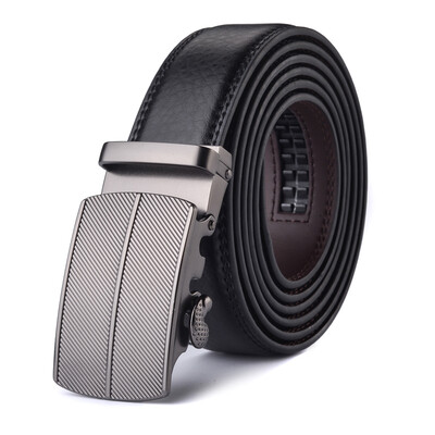 

XHtang Mens Belt Genuine Leather Automatic Buckle belt For Waistband Ratchet Strap Black Leather Belt Designer Belt For Jeans Gift