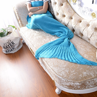 

Mermaid Blanket Handmade Knitted Sleeping Wrap Children Fish Tail Blanket Crocheted Anti-Pilling Portable Bedding Throws Bag