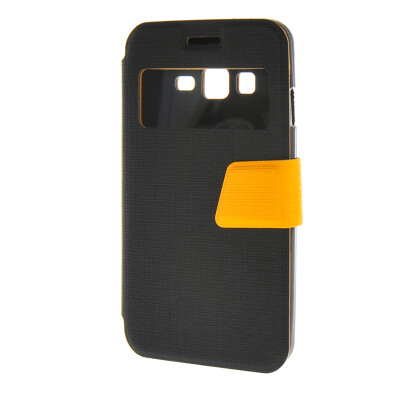 

MOONCASE Galaxy Z130H , Slim Window Design Leather Side Flip Bracket Case Cover for Samsung Galaxy Z130H Black Yellow